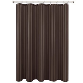 Biscaynebay - Cortina de ducha de tela o forro de 72 x 72 pulgadas, cortinas de baño de damasco repelente al agua café a rayas lavables a máquina