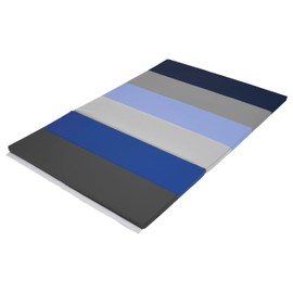 FDP SoftScape 4ft x 6ft Runway Tumbling Mat - Soft, Sturdy Foam, 3-Fold Exercise Mat; Safe Indoor Active Play, Gymnastics Practice, Training, Stretching for Kids - Navy/Powder Blue