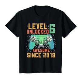Kids Level 6 Unlocked 6th Birthday 6 Year Old Boy Gifts Gaming T-Shirt