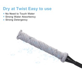 Eyliden Mop with 2 Reusable Heads, Easy Wringing Twist Mop, with 57.5 inch Long Handle, Wet Mops for Floor Cleaning, Commercial Household Clean Hardwood, Vinyl, Tile, and More (Grey)