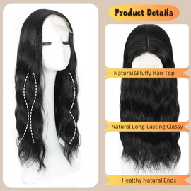 Mekylio Hair Toppers for Women - 20" Synthetic Fiber Water Wave (6.5x6.5in), Thinning Hair Solution & Style Transformation‌‌