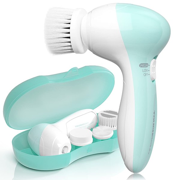 TOUCHBeauty Facial Cleansing Brush, Face Brush with 3 Exfoliating Brush Attachments, 2 Speeds, Complete Face Spa System for Gentle Exfoliation and Deep Cleansing
