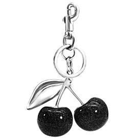 Nylry Cherry Keychain Bag Charm Purse Charms for Handbags Cute Keychain Accessories Gifts for Women Aesthetic Y2K Kawaii Keychain Accessories - Black