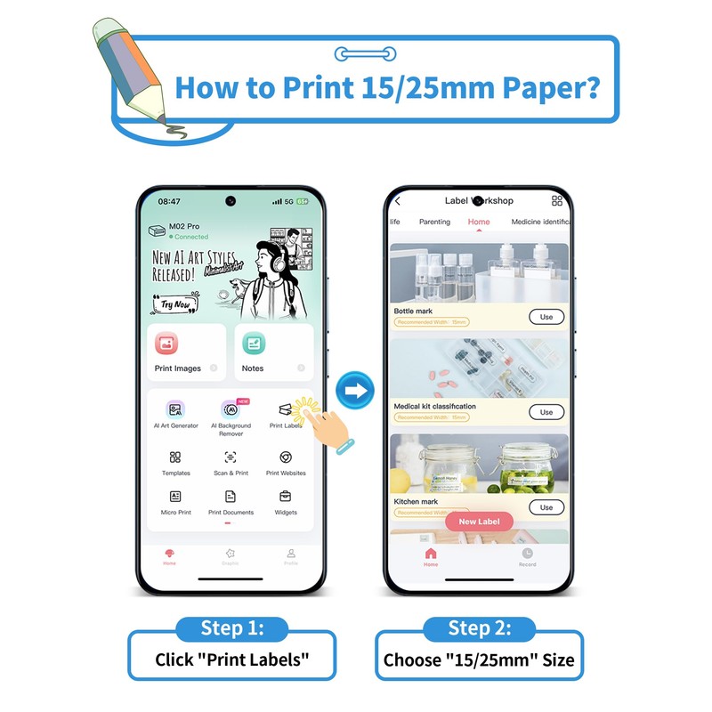 Phomemo Paper Compatible with M02Pro, M02S, M03AS, M04AS Mini Thermal
