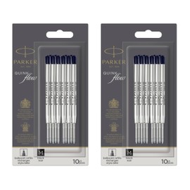 Parker Metal Ballpoint Pen Refills | Medium Point 0.7mm | Black QUINKflow Ink | Pack of 20