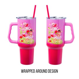 Silver Buffalo Care Bears and Strawberry Shortcake Ombre Stainless Steel Tumbler with Handle, Fits in Standard Cup Holder, 40 Ounces