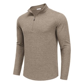 PINSPARK Men's Sweatshirt 1/4 Zip Stand-Up Collar Sweatshirts without Hood Long Sleeve Shirts Leisure Basic Pullover Soft Breathable Fitness Sports Shirts, khaki, XL