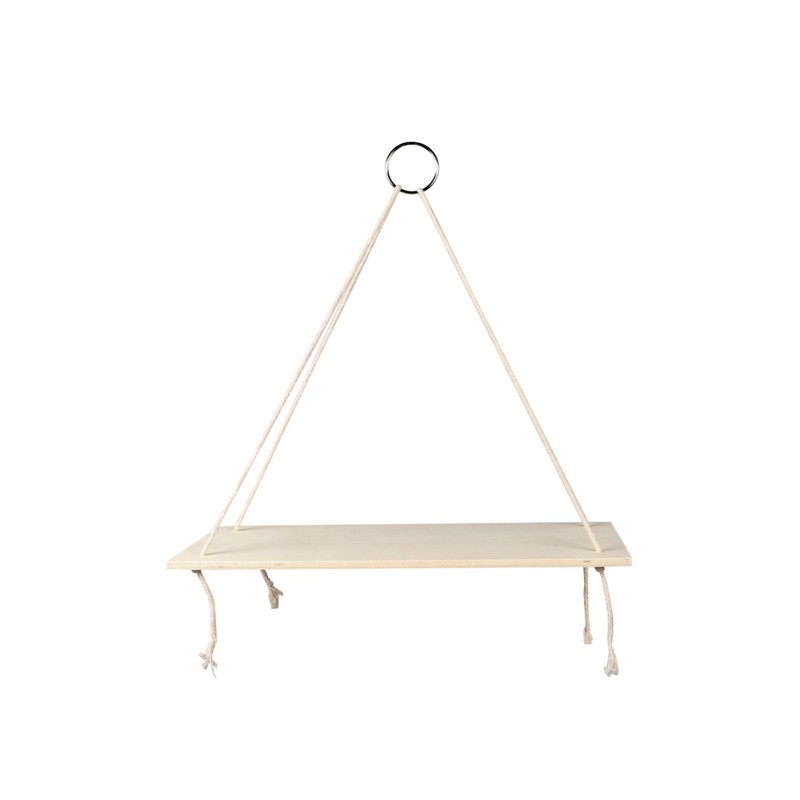 Wooden Large Decor Hanging Wall Shelves w Rope 13.375x5.25" Floating