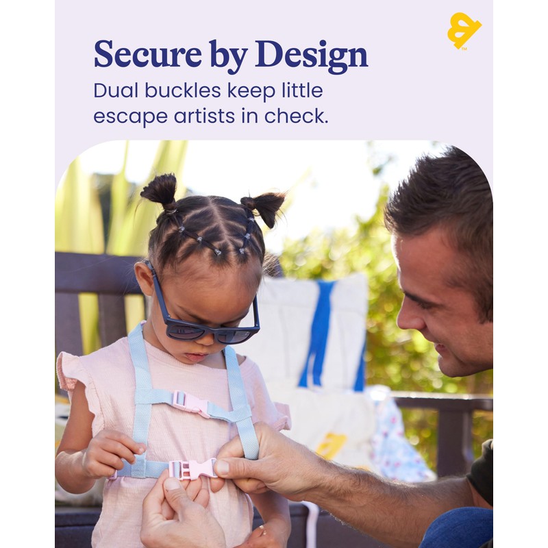 GoldBug Toddler Safety Harness and Bungee Tether - Patchwork Berry