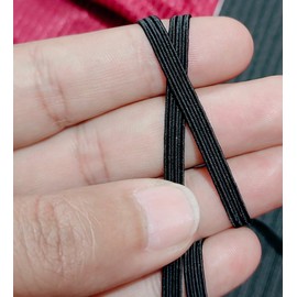 Noshad® Black, 5mm - 1/5" Flat Elastic Band Cord for Sewing, Dressmaking, Haberdashery and Clothing DIY Arts and Crafts Accessory, Material, Supplies (20Meter - 22Yard)