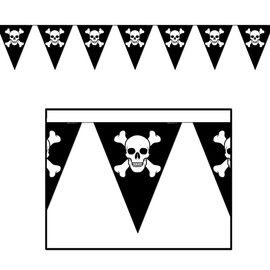 Beistle 50537 Jolly Roger Pennant Banner, 10-Inch by 12-Feet (Value 3-Pack)