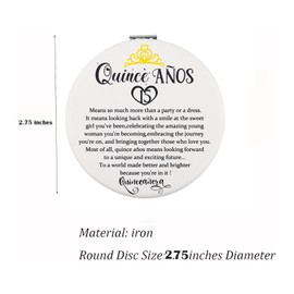 FEELMEM 15 Anos Quinceanera Gift Quinceanera Compact Makeup Mirror Sweet 15th Birthday Gift for 15th Girls