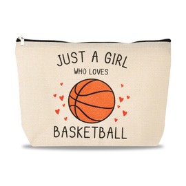 Basketball Makeup Bags for Women Girls Just a Girl Who Loves Basketball Travel Bag for Daughter Sister Birthday Graduation Gifts for Women Friends Sport Cosmetic Bags for Women Basketball Gifts