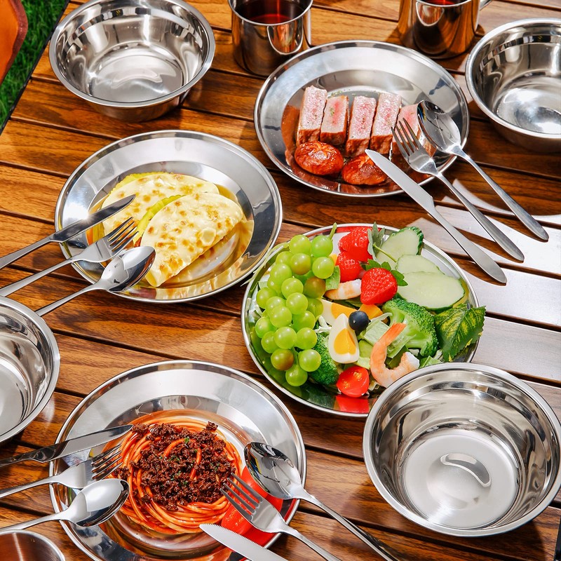 Odoland Camping Cutlery Set - Stainless Steel Tableware Mess Kit