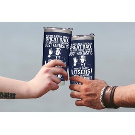 BETHEGIFT Gifts for Dad from Daughter, Son, Kids on Fathers Day, Christmas - Funny Fathers Day Tumbler - Present for Father - Dad Birthday Tumbler 20oz, Navy Insulated Stainless Steel