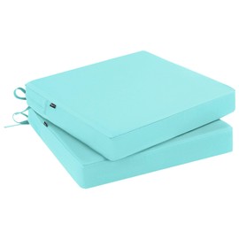Topotdor Outdoor Chair Cushions Set of 2, 18.5"x16.5"x3" Waterproof Patio Chair Cushions for Outdoor Furniture, Square Corner Outdoor Seat Cushions Color Fastness Chair Pads with Ties, Teal