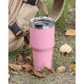 Sivaphe 30 OZ Insulated Tumbler Stainless Steel with Lid, Travel Coffee Cup Double Wall Vacuum Drinking Glasses for Camping Hiking (Pink 850ML)