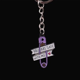xutao You're safe with me Keyring Key Ring Purple English Letter Key Ring Spiritual Pendant for Men Women Gift Bag Key Ring Keyring Gift Accessories, multicoloured