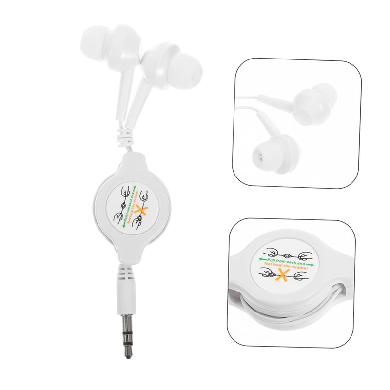Gadpiparty 2pcs Retractable Wired Ear Headphones Earbuds with Noise Isolation
