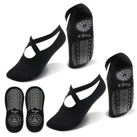 JSMTKJ 2 Pairs of Non-Slip Yoga Pilates Socks for Women, High-Quality Non-Slip Socks with Stopper Socks Design for Sports, Ballet, Dance Socks and Barefoot (35-40)