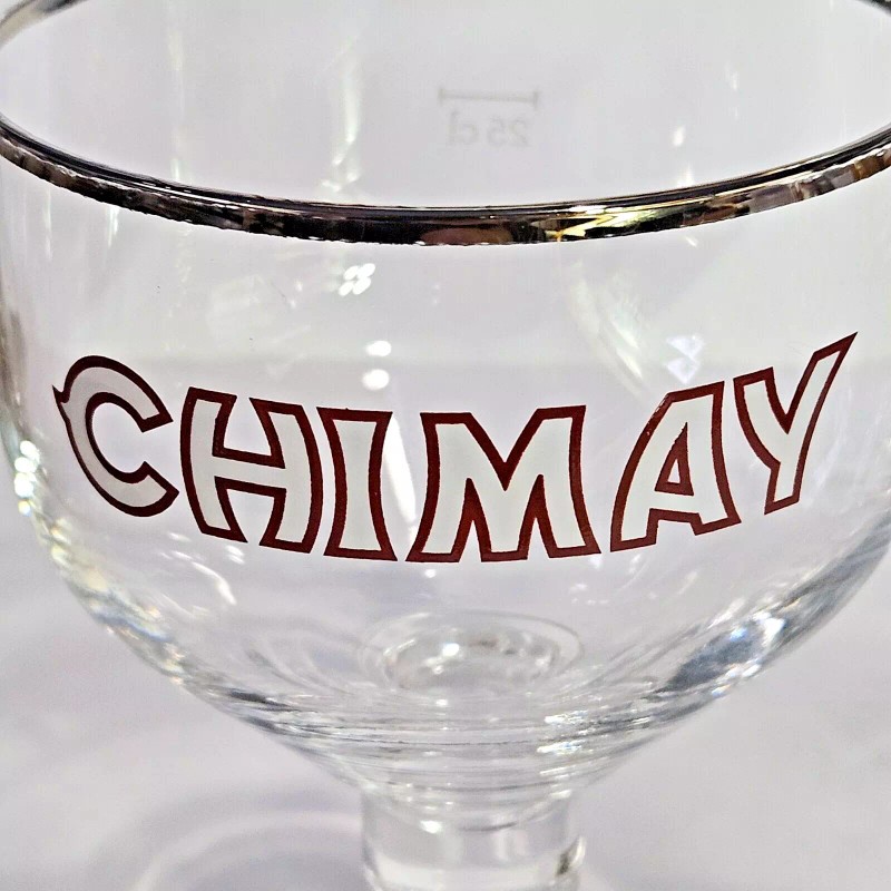 Chimay Lot of 2 Chimay Brewery Stemmed Silver Rimmed Trappist