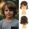 RicHyun Short Wavy Brown Kids Wig Synthetic Fluffy Boys Wig