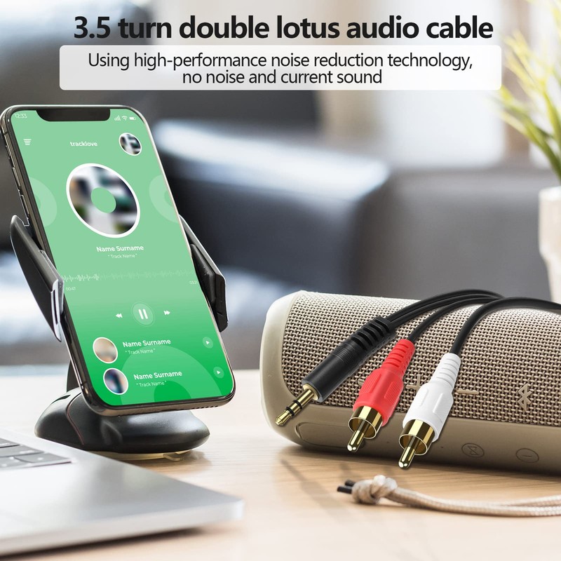 PASOW 3.5mm Stereo Male to 2RCA Male (Right and Left)