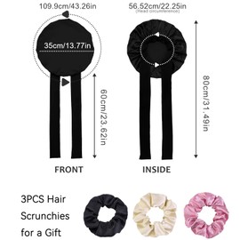 GUGUGO Silk Bonnet for Sleeping, Silk Bonnet with 3 Hair Elastics, Adjustable Silk Cap, Sleep Cap Silk, Sleep Cap Women, Satin Bonnet Sleeping, Silk Sleeping Cap, Silk Hood for Sleeping Curls