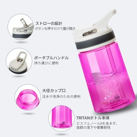 AceCamp BPA Free Kids Water Bottle Plastic with Straw, Tritan Clear Water Bottle 350ml, Red