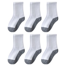 Fjquamitix Girls White Ankle Socks 3-13 Years White With Gray Patchwork Bottom Breathable Everyday Socks For Spring Summer (UK, Age, 3 Years, 5 Years, Regular, 6, Black&Grey)
