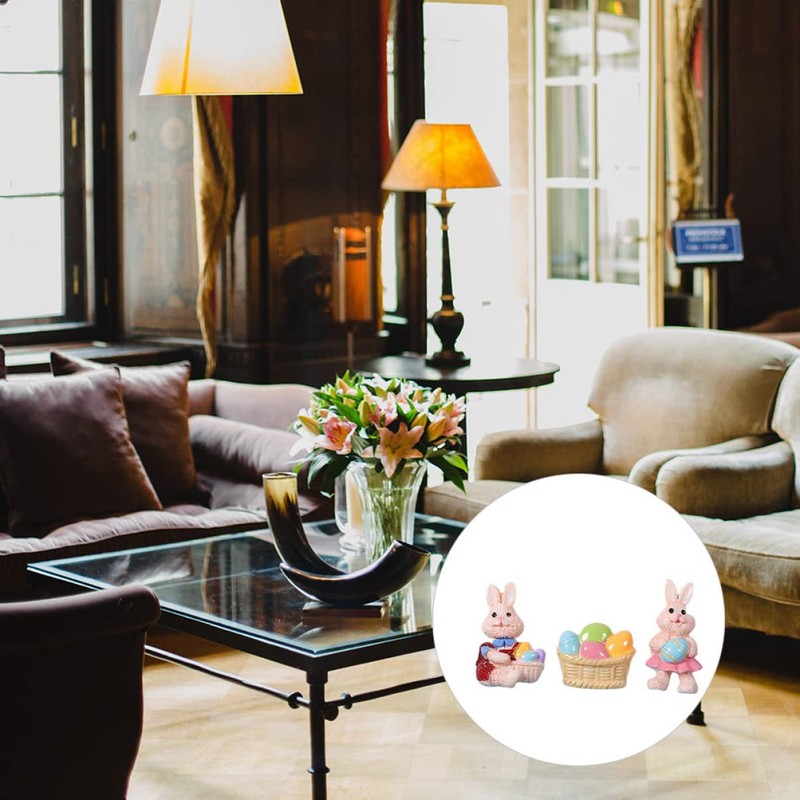 Kisangel 3sets Easter Bunny Eggs Basket Ornament Set DIY Decor