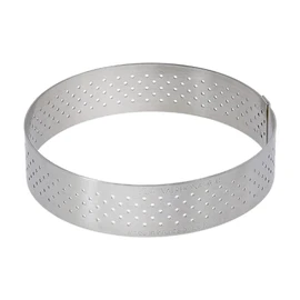 De Buyer Tart Ring with Perforated Straight Rim Stainless Steel, Round, Silver