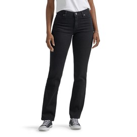 Lee Women's Relaxed Fit Straight Leg Jean, Black Onyx, 16 Medium