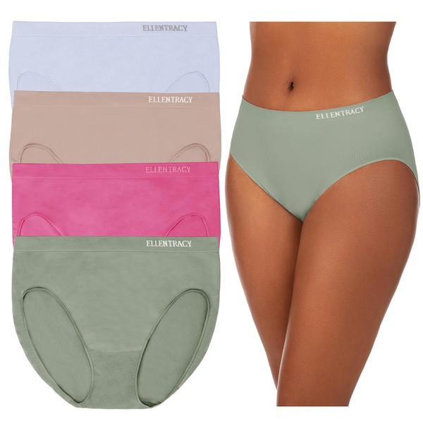 ELLEN TRACY Women’s High Cut Brief Panties Breathable Seamless Underwear