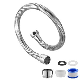 蛇口 延長 シャワー 水道 蛇口 延長ホース 2段階水流切替 節水ノズル 360度回転 自在に曲がる 任意固定 水漏れ防止 節水シャワーヘッド キッチン 浴室 洗面所 蛇口延長チューブ 蛇口先端部品 ステンレス製 取り付け簡単 冷熱通用 アダプターアダプター付き (30CM)