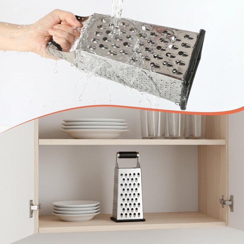 Supercenter Cheese Grater, Size 4-Sided Stainless Steel Box Grater, Food