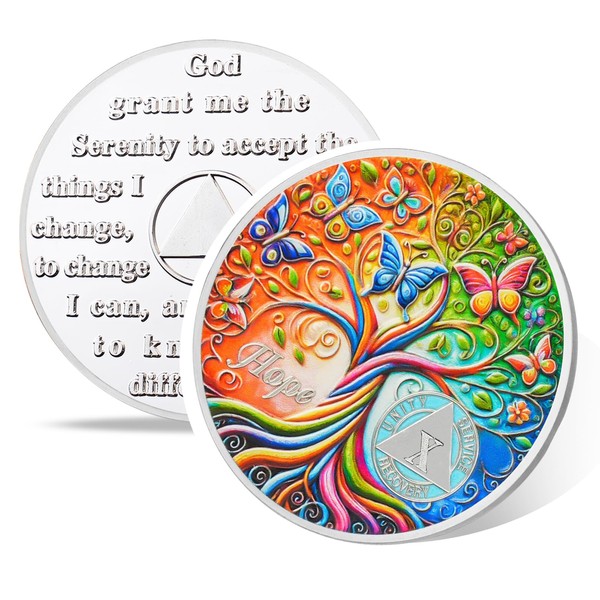 Vitalway Tree of Life 10 Year Sobriety Coin, Golden Hope