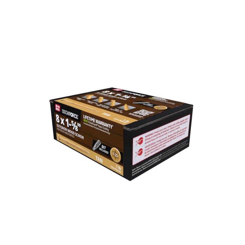 Grip-Rite GRDF158STT1 DeckForce #8 x 1-5/8" Nano Coated Wood Screws,
