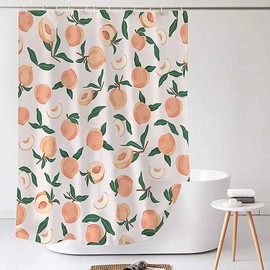 Decorative Peach Cheetah Shower Curtain 72 x 72 Inch, Bathroom Decor Peach Colored Hanging Bath Curtain with Hooks, Waterproof Fabric, Machine Washable