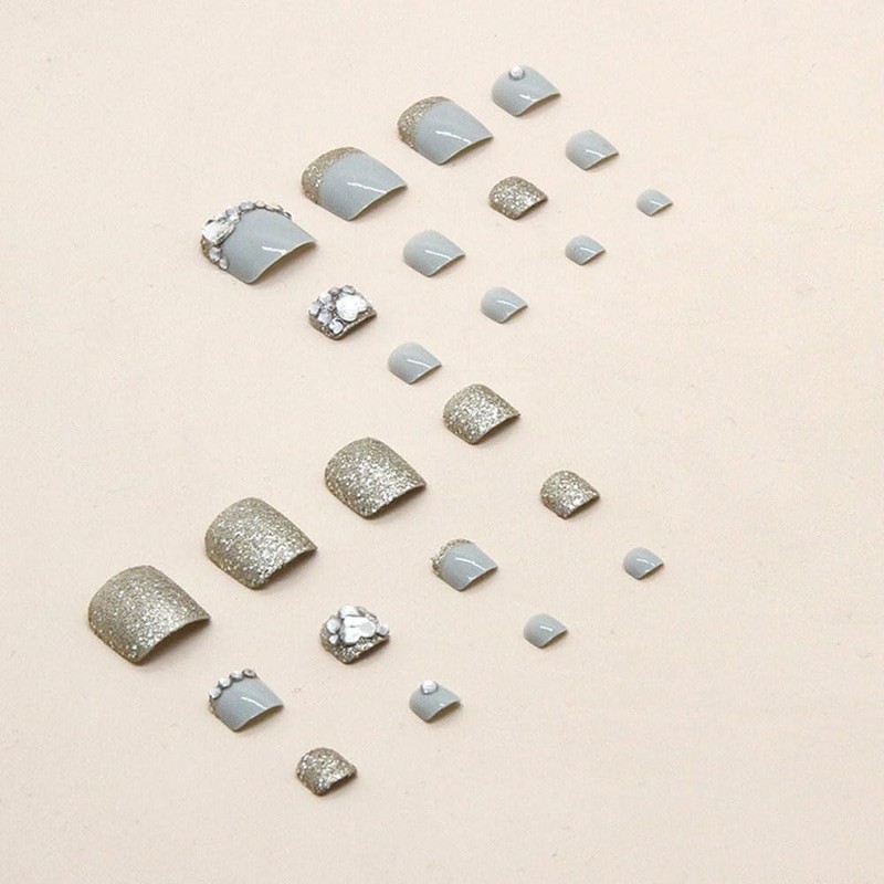 ISHR Nail Tips Feet 24 Pcs Nail Stickers for Feet
