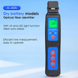 Rechargeable live fiber optic identifier A-40A 800~1700nm wavelength response range,for 0.25 0.9 2.0 3.0mm, single/multi-mode universal, built-in visual fault locator/LED function with 1 FC-LC adapter