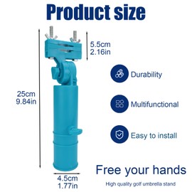 Huakaile Golf Cart Umbrella Holder Stand, Adjustable Universal Umbrella Clamp for Chair, Outdoor Wheelchair Umbrella Holder for Push Cart Fishing Beach Chair Bike Stroller Trolley (Blue)