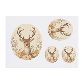 Azeeda 4 x 'Hirsch mit Blumen' Temporäre Tattoos - Wasserfest, Hautfreundlich & Ungiftig · Transfers in Verschiedenen Größen (TO00077934)