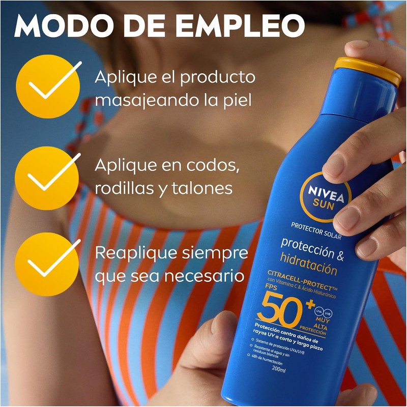 Protector Solar Corporal NIVEA SUN Protección E Hidratación Fps50+ 200Ml