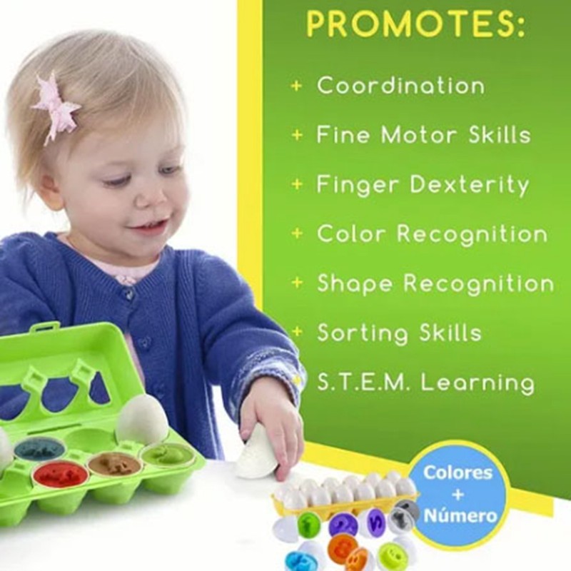 12pcs Matching Eggs Set Educational Early Learning Shapes Sorting Color