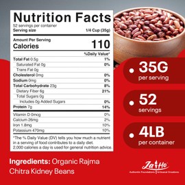 Jai Ho Certified Organic Rajma Chitra Kidney Bean 4 lb | Kidney Bean | Indian Rajma Chitra | USDA Organic | Non-GMO | Chemical-Free | Premium Quality Kosher