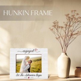 HUKINE Engagement Picture Photo Frame 5x7, Just Engaged Gifts, Let the Adventure Begin Engagement, Newly Engaged Gifts for Couple, Engagement Gift, Wedding Gifts for Newlyweds