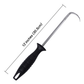 MSY BIGSUNNY 12" Heavy Duty Food Flipper with Sharp Tail Tip, Stainless Steel Grilling Meat Hook for Grilling, Flipping and Turning