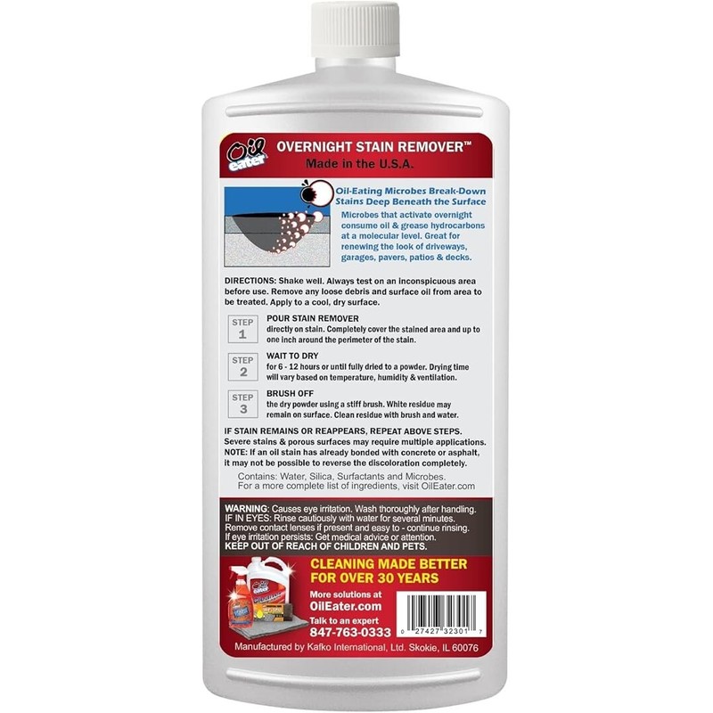 Oil Eater 32 Oz Overnight Stain Remover for Cleaning Oil