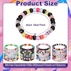 16 Pcs Beaded Friendship Bracelets Bulk Stretch Kandi Party Bracelets Y2k Glow in the Dark Friendship Bracelet Colorful Adjustable Scene Bracelets for Women Jewelry Music Party Favors Friend Gift (16)